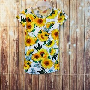 Kids Girl’s Short Sleeve Round Neck Floral Dress Size Medium